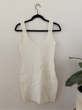 Princess Polly White Ribbed Mini Dress